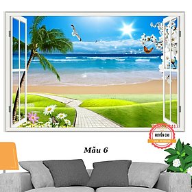 Tranh dán tường 3d Cửa sổ nhìn ra ngoài phong cảnh thiên nhiên-tranh 3d phòng khách, phòng ngủ-Huyền Chi-Đặt theo kích thước yêu cầu