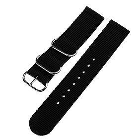 2-4pack Nylon Watch Band Strap with Stainless Steel Buckle Black 18mm