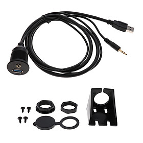 Durable Car Mount Flush Cable 3.5mm USB3.0 AUX Extension