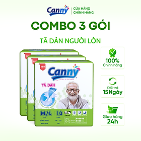 Combo 3 gói Tã Dán Người Lớn Canny Siêu Mềm, Siêu Thấm, Kháng Khuẩn Size M10, M/L10 (10miếng)