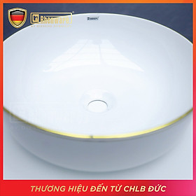 CHẠU LAVABO TRÒN TRẰNG VIỀN VÀNG , NHẬP KHẨU CAO CẤP CHÍNH HÃNG RHENWARE LVB-2605G