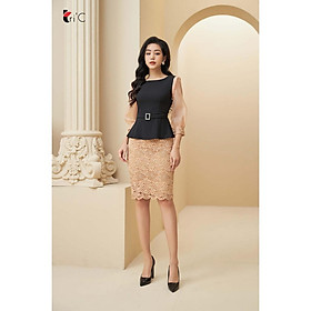 Đầm ôm peplum chân ren mặt đai ngọc bèo tay Tri'C Luxury A21720