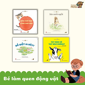 Combo 4 cuốn Ehon với chủ đề "Bé Làm Quen Với Động Vật" - Bao gồm: "Đố biết ai đây, Cùng chơi nào Cùng chơi nào, Xin mời ngồi, Tay nào có tay nào không?