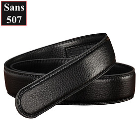 Dây thắt lưng không đầu khoá Sans507 bản 3.5cm nịt nam đen da trơn mềm đẹp thời trang phong cách lịch lãm giá rẻ đen