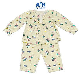 Bộ quần áo Dài bé gái hoạ tiết Thỏ Hoa Vàng Thun cotton - AICDBG2RIYGU - AIN Closet
