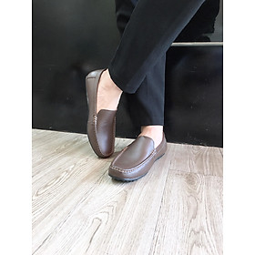 GIÀY MỌI NAM DA BÒ CAO CẤP GDM005 WINSOL MÀU NÂU ĐẾ CAO SU ĐÚC CHỐNG TRƠN TRƯỢT
