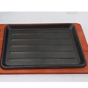 Vỉ, Khay nướng BBQ Hàn Quốc Kitchen Flower chữ nhật bằng gang giữ nhiệt tốt có rảnh