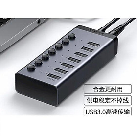 Ugreen UG30778CM481TK 1M 7 cổng màu đen có công tắc Bộ chia HUB USB 3.0 kèm cáp Usb c to type A - HÀNG CHÍNH HÃNG