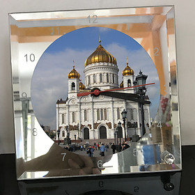 Mua Đồng hồ thủy tinh vuông 20x20 in hình Cathedral Of Christ the saviour (10) . Đồng hồ thủy tinh để bàn trang trí đẹp chủ đề tôn giáo