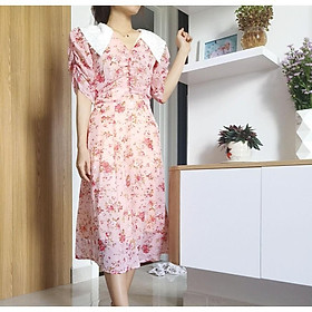 Hình ảnh Đầm tầng hoa nhí nữ, dáng xòe, vải lụa 2 lớp dày dặn thời trang thuydieushop96 đ1