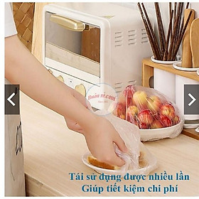 TÚI 100 Màng Bọc Thực Phẩm Có Chun Co Dãn Tái Sử Dụng (Gói 100c Kèm Túi Gấu)