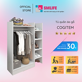 Tủ quần áo gỗ hiện đại SMLIFE Cogitem | Gỗ MDF dày 17mm chống ẩm