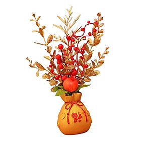 Chinese Artificial Potted Flower Ornament Decoration Floral Arrangements Table Centerpiece Flower Basket for Garden, Hotel, Office, Wedding