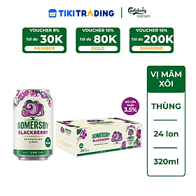 Thùng 24 lon Nước táo lên men Somersby vị Mâm Xôi (320ml/lon) - Độ cồn 3.5%