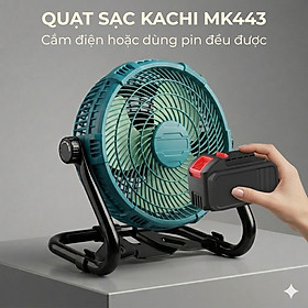 Quạt Để Bàn Tích Điện Kachi MK443 – Gió Turbo Mạnh Mẽ, Xoay 360 Độ, Thiết Kế Di Động Đa Năng - hàng chính hãng