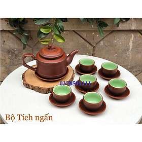 Mua Bộ ấm trà tử sa Bát Tràng dáng tích ngấn men nâu S5