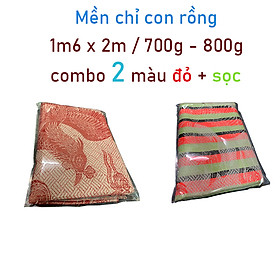 Combo Mền chỉ cotton con rồng combo 2 màu Đỏ + Sọc 