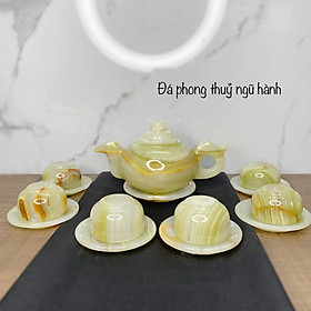 Mua bộ ấm chén đá Ngọc Hoàng Long  Đá hồng thạch Anh  xanh Onyx