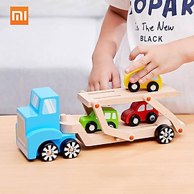 BEVA 6 cái Khối Xây Dựng Bằng Gỗ Tự Nhiên Đồ Chơi Xe Tải Xe Cho Trẻ Em Bé Giáo Dục Gạch Đồ Chơi Chuyến Tàu Kỳ Diệu Tháo Rời