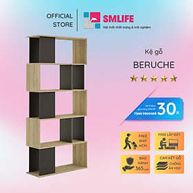 Kệ sách, kệ trang trí gỗ hiện đại SMLIFE Beruche | Gỗ MDF dày 17mm chống ẩm | D80xR30xC174cm