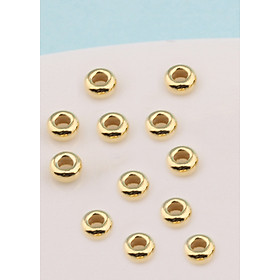 Hình ảnh Combo 12 cái charm bi bạc mạ vàng hạt dẹp - hạt cườm bạc mạ vàng - Ngọc Quý Gemstones