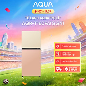 [SẢN PHẨM MỚI 2025] Tủ lạnh AQUA 130 lít ngăn đá trên AQR-T160FA(GGN) - Màu Be hồng - Freeship toàn quốc - Bảo hành 2 năm - Hàng chính hãng