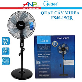 Quạt Đứng, Quạt Cây 5 Cánh Midea FS40-15QR (Quạt Điện Hàng Chính Hãng, Công Suất 55W, Chỉnh Gió 3 Tốc Độ, Có Điều Khiển Từ Xa)