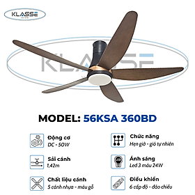 Quạt trần một đèn Klasse 56KSA 360BD Hàng chính hãng