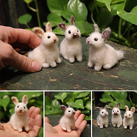 3pcs Rabbit Statues Sculpture Ornaments Easter Bunny Bookshelf Office Decor