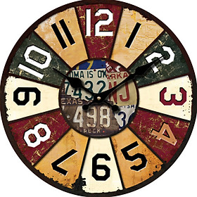 Đồng hồ treo tường size to Vintage Phong cách Châu Âu hình tròn DH17 Số đơn giản