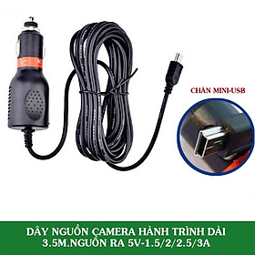 Mua Dây nguồn cho camera hành trình dài 3.5m nguồn vào 12-24V nguồn ra 5V-1.5A/2A/2.5A/3A