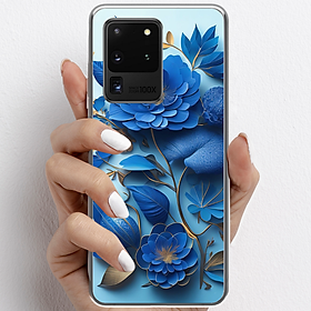 Ốp lưng cho Samsung Galaxy S20 Ultra nhựa TPU mẫu Hoa xanh dương