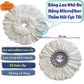 Bông Lau Nhà Đa Năng Microfiber Thấm Hút Cực Tốt -Đầu Bông Lau Nhà Xoay 360 Độ Thay Thế – Sợi Bông Mịn Siêu Bền -Bông Lau Nhà Thay Thế Loại Tốt – Lắp Được Cho Nhiều Loại Cây Lau