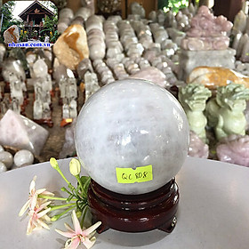 Quả cầu phong thủy đá thạch anh trắng tự nhiên khử mùi QC808 nặng 700gr đường kính 8cm