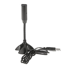 BLACK MINI SPEECH MICROPHONE with USB CONNECTOR STAND FOR PC LAPTOP DESKTOP