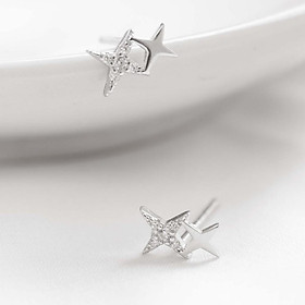 Khuyên Tai Bạc Blue Peach Sterling WG KT215