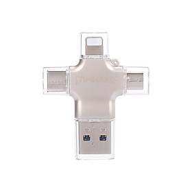 Đĩa OTG U yvonne Y23 USB2.0 U Disk 64GB USB Micro USB Type-C tốc độ cao bốn trong một cho điện thoại / PC / máy tính xách tay-Màu Bạc-Size