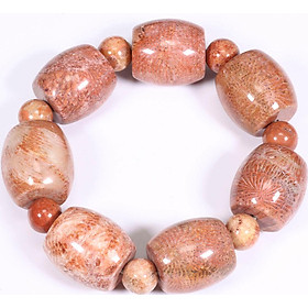 Vòng tay lu thống đá san hô hóa thạch 21x20mm mệnh Hỏa, Thổ - Ngọc Quý Gemstones