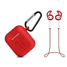 Ốp Lưng Silicon + Móc Khóa Carabiner + Dây Đeo Tai Nghe Chống Mất Dành Cho Apple AirPods