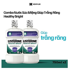 Bộ 2 Chai Nước Súc Miệng làm trắng răng LISTERINE HEALTHY BRIGHT 750mlx2 Chai