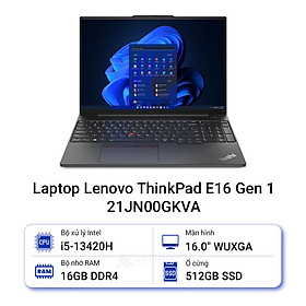 Mua Laptop Lenovo ThinkPad E16 Gen 1 ( 21JN00GKVA ) | Intel Core i5-13420H | Ram 16GB | 512GB SSD | Intel UHD | 16 inch WUXGA (1920x1200) | 3 cell 65W | No OS | 2Yrs - HÀNG CHÍNH HÃNG