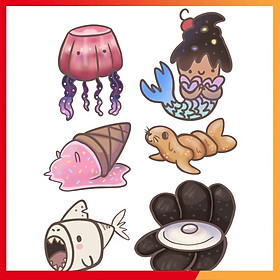 Combo 10 sheet sticker dán đồ chơi cực xinh xắn, phù hợp cho sổ tay, laptop, mũ bảo hiểm và vali.