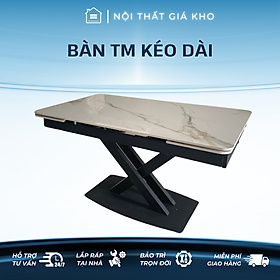 Mua Bàn ăn thông minh kéo dài 2 đầu mặt đá ceramic bóng kết hợp ghế Royal sọc