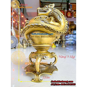 Mua Lư Xông Trầm Linh Vật Rồng Cuộn Quả Cầu Đế Rời Bằng Đồng Phong Thủy