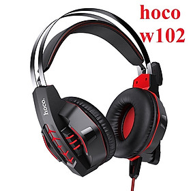 Mua Tai nghe chụp tai gaming có đèn LED 1 chân cắm 3.5mm cho điện thoại laptop hoco W102 - Hàng chính hãng