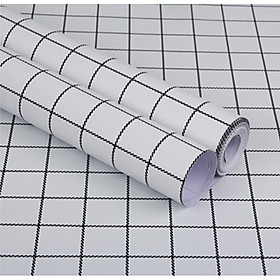 Cuộn 5m Decal Giấy Dán Tường ô kẻ nhỏ trắng (5m dài x 0.45m rộng)