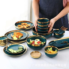 Mua Bộ chén bát xanh 33 chi tiết sứ cao cấp bắc âu