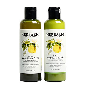 Bộ Dầu gội và Dầu xã Vỏ Bưởi & Bồ kết Herbario (270ml x 2)