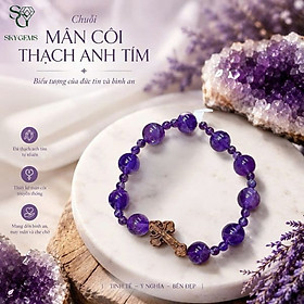 Vòng Mân Côi Thạch Anh Tím Mix Thánh Giá Trầm Hương – Đá Tự Nhiên, Chuỗi Hạt Cầu Nguyện Trang Nghiêm