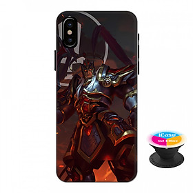 Ốp lưng nhựa dẻo dành cho iPhone X in hình Lữ Bố kỵ sĩ âm phủ - Tặng Popsocket in logo iCase - Hàng Chính Hãng